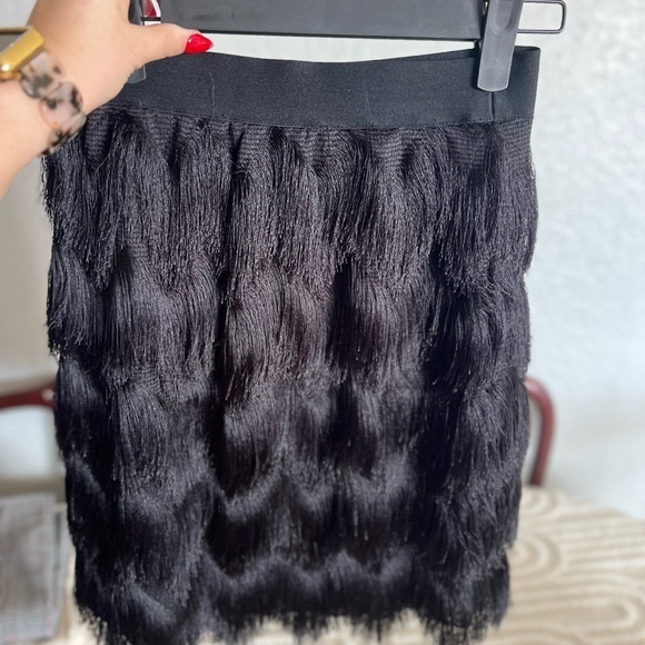 Dresses & Skirts - Elegant Black Fringe Skirt